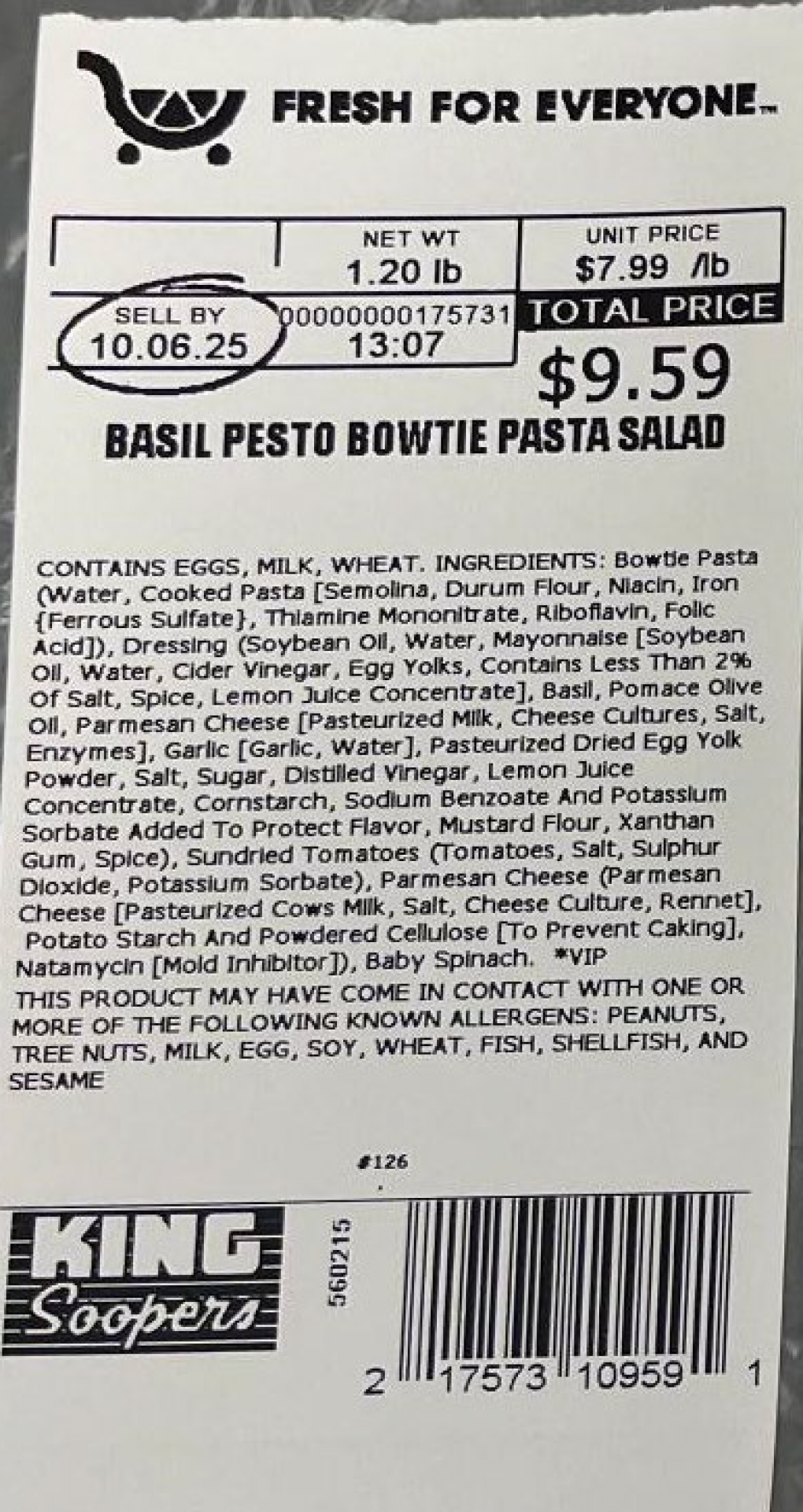 Kroger Voluntarily Recalls Two Varieties of Deli Pasta Salads Because of Possible Health Risk