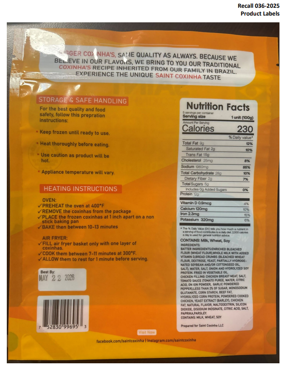 Brazilian Taste Recalls Frozen Chicken and Beef Croquette Products Due to Misbranding and an Undeclared Allergen Brazilian Taste Recalls Frozen Chicken and Beef Croquette Products Due to Misbranding and an Undeclared Allergen