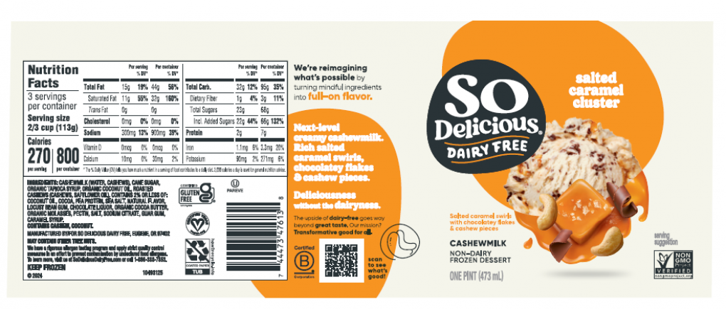 So Delicious Dairy Free® Issues Voluntary Recall of Salted Caramel Cluster Non-Dairy Frozen Dessert Pints Due to Potential Presence of Foreign Material