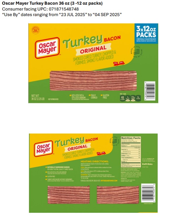 Oscar Mayer Turkey Bacon recalled due to potential Listeria contamination Oscar Mayer Turkey Bacon recalled due to potential Listeria contamination