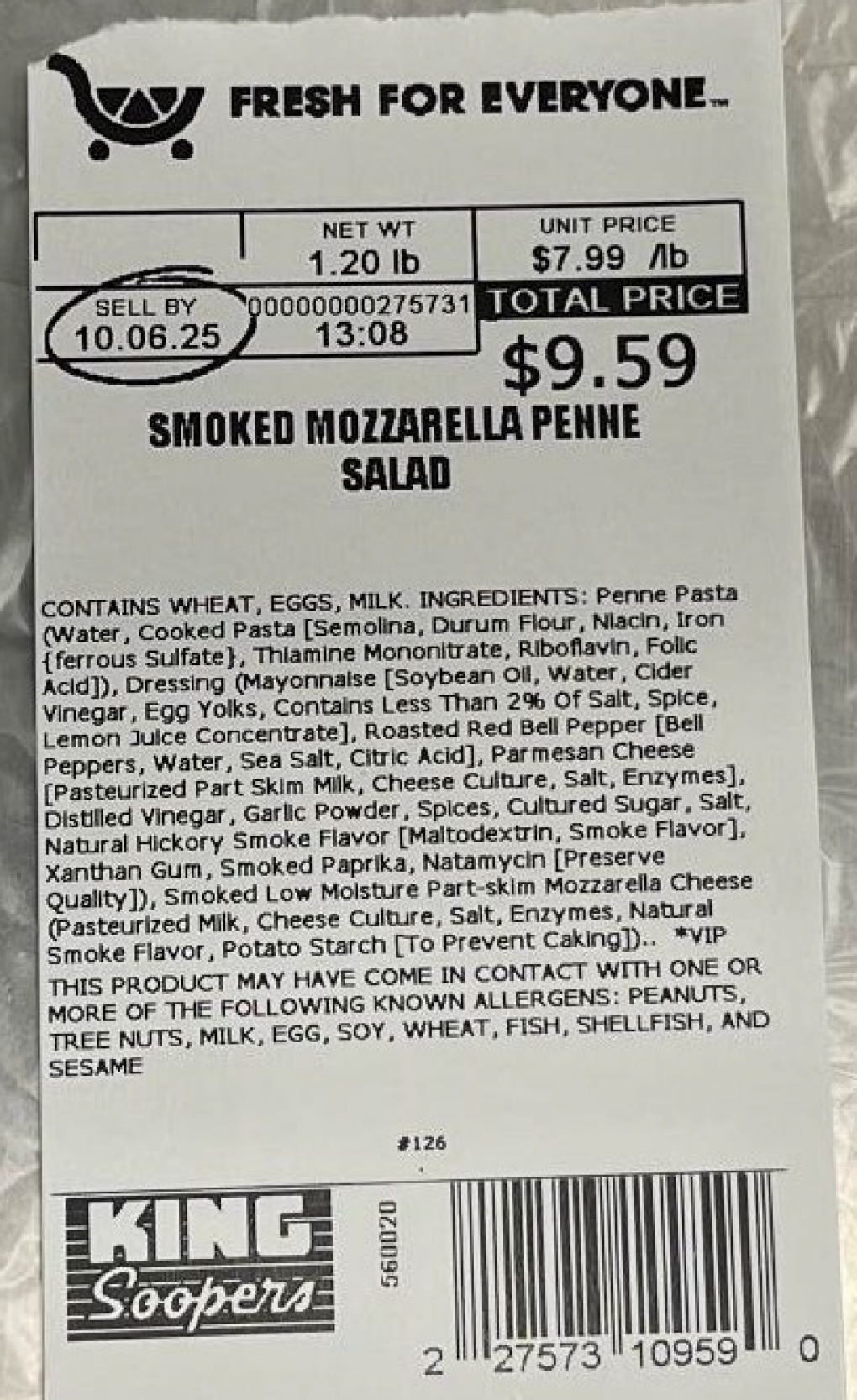 Kroger Voluntarily Recalls Two Varieties of Deli Pasta Salads Because of Possible Health Risk