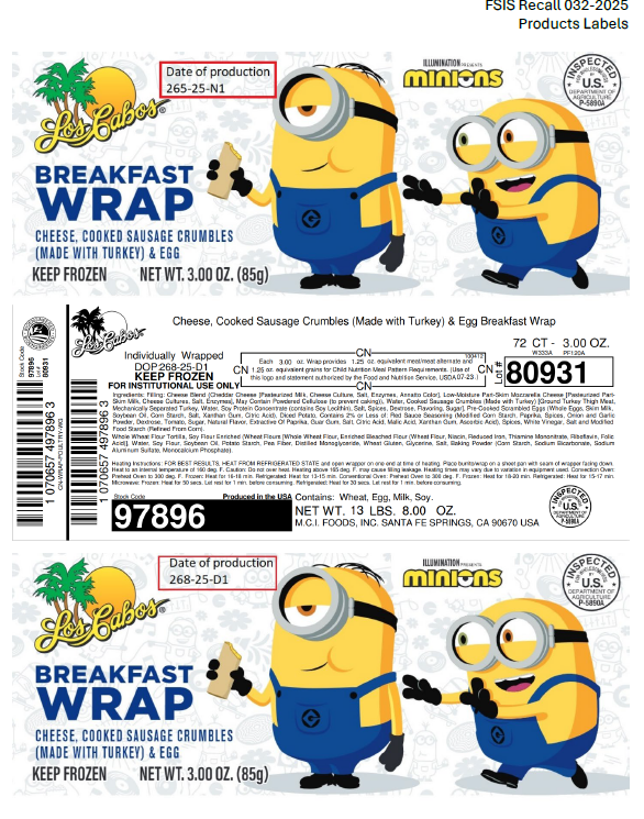 M.C.I. Foods, Inc. Recalls Ready-To-Eat Breakfast Burrito and Wrap Products Due to Possible Listeria Contamination M.C.I. Foods, Inc. Recalls Ready-To-Eat Breakfast Burrito and Wrap Products Due to Possible Listeria Contamination