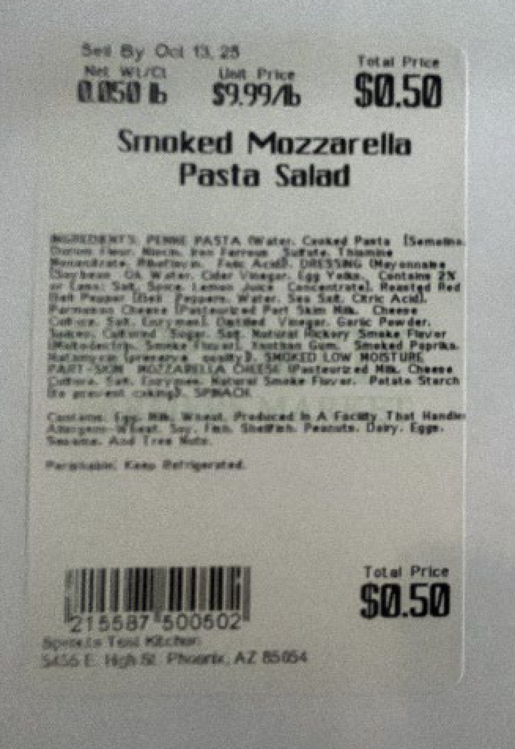 Sprouts Farmers Market is Recalling Smoked Mozzarella Pasta Salad Because of Possible Health Risk Sprouts Farmers Market is Recalling Smoked Mozzarella Pasta Salad Because of Possible Health Risk