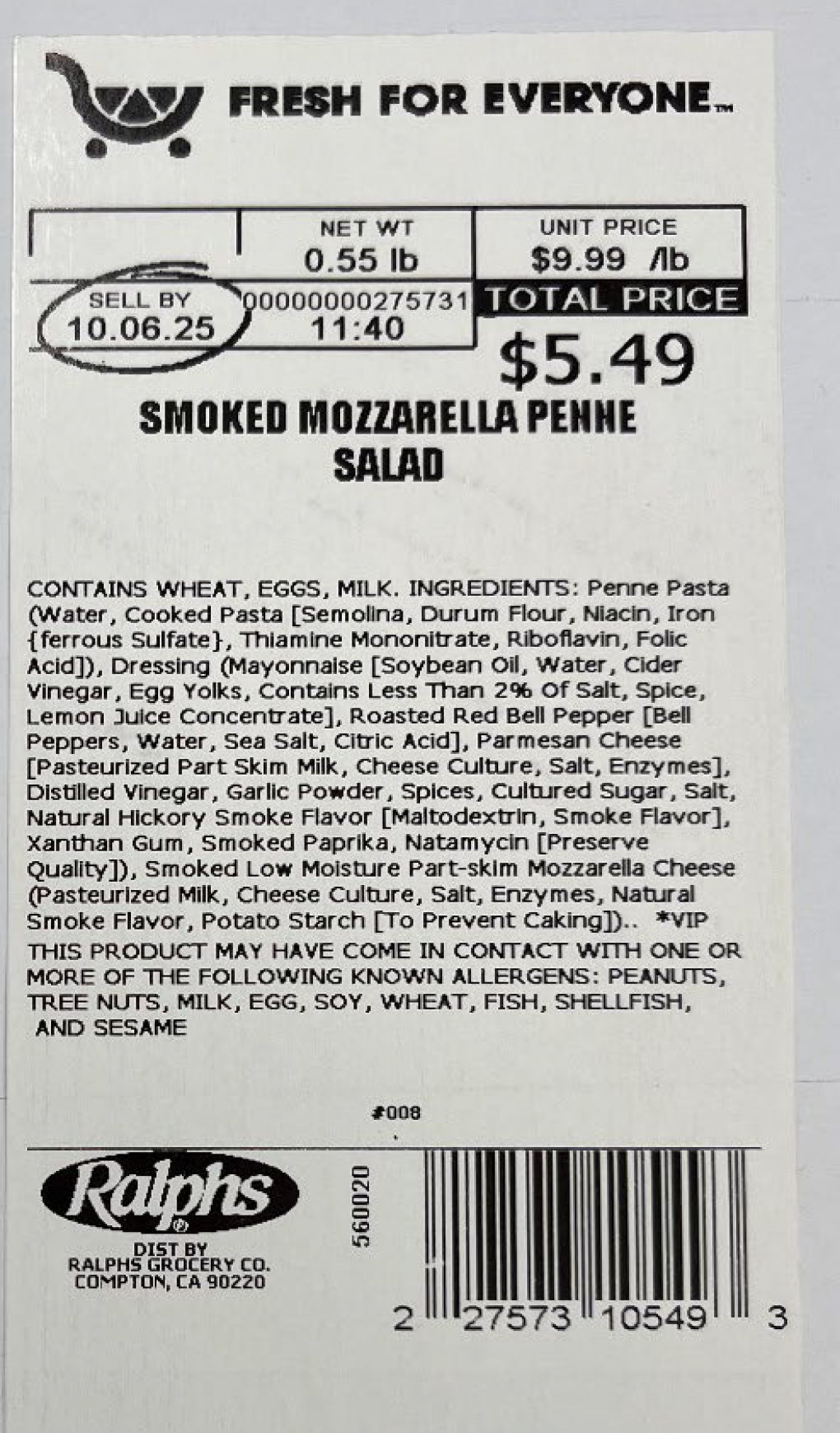 Kroger Voluntarily Recalls Two Varieties of Deli Pasta Salads Because of Possible Health Risk
