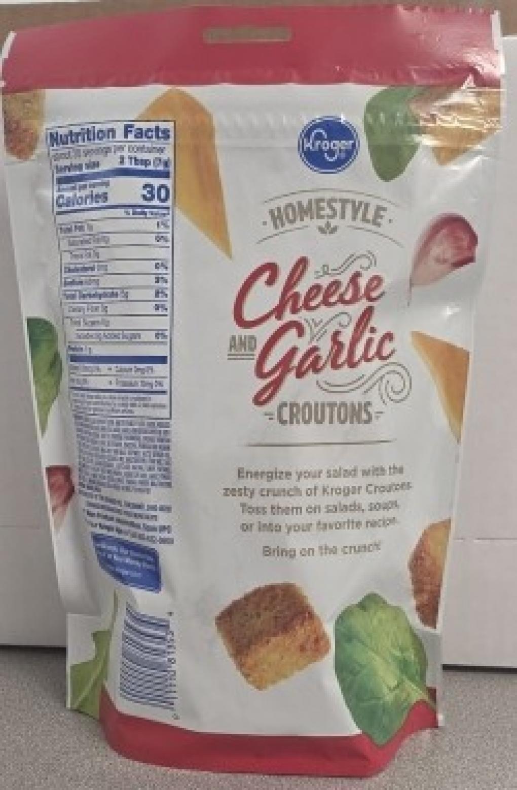 Sugar Foods Issues Recall of Specific Lots of Kroger Homestyle Cheese Garlic Croutons Due to Possible Health Risk