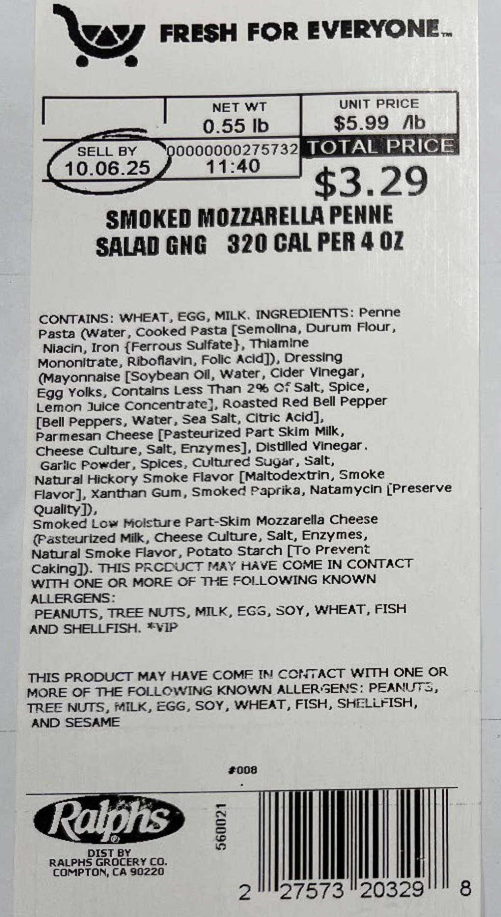 Kroger Voluntarily Recalls Two Varieties of Deli Pasta Salads Because of Possible Health Risk