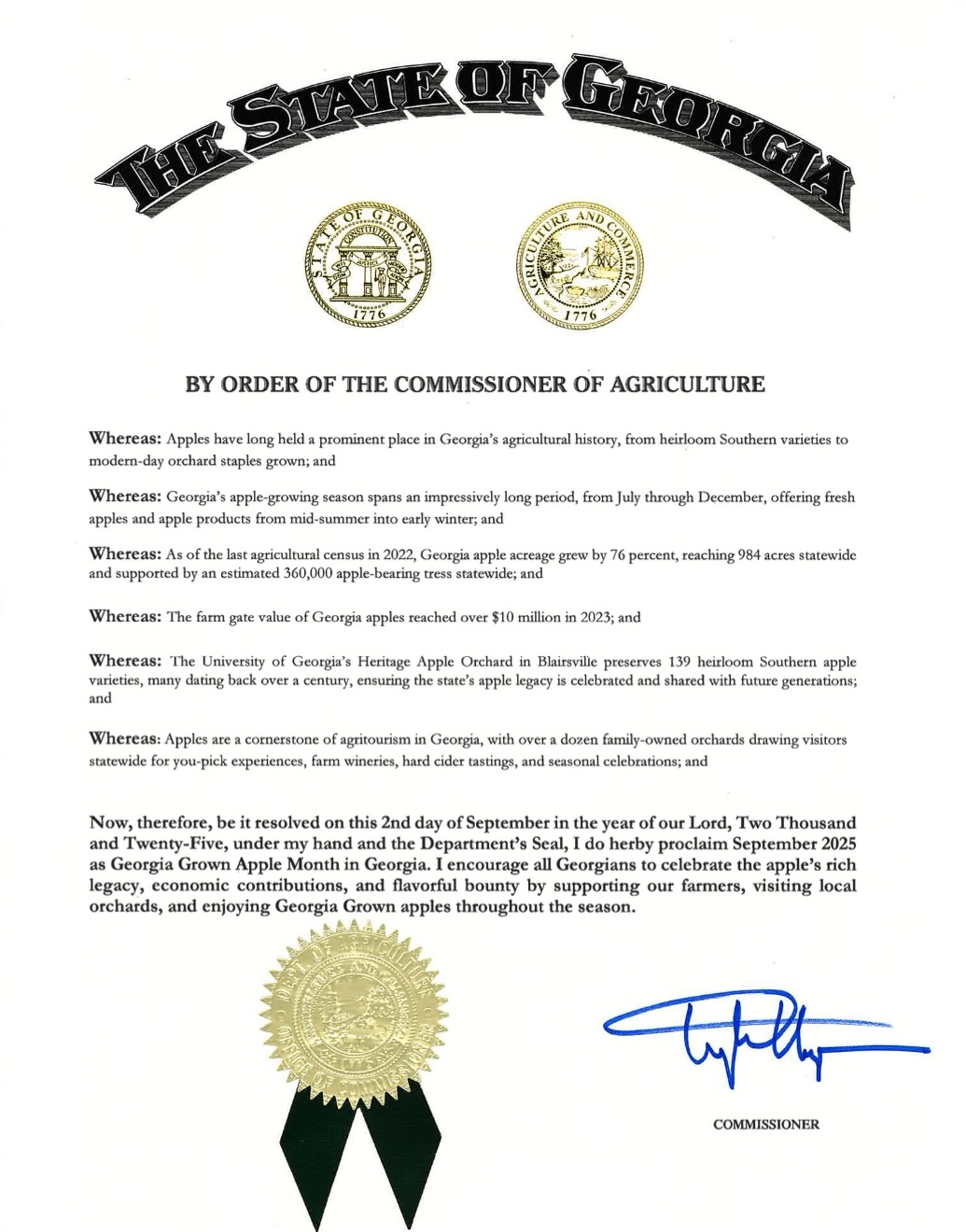 Georgia Agriculture Commissioner Declares September “Georgia Grown Apple Month,” Unveils Statewide Apple Orchards Map Georgia Agriculture Commissioner Declares September “Georgia Grown Apple Month,” Unveils Statewide Apple Orchards Map