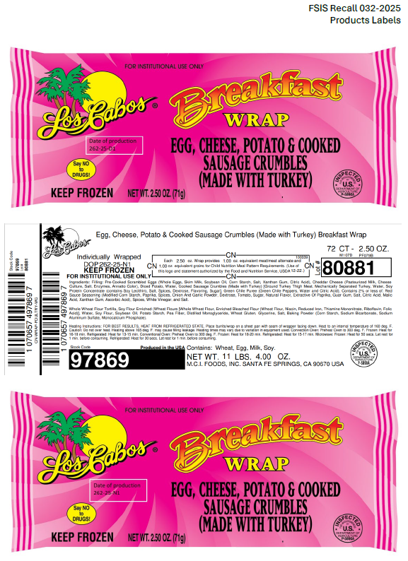 M.C.I. Foods, Inc. Recalls Ready-To-Eat Breakfast Burrito and Wrap Products Due to Possible Listeria Contamination M.C.I. Foods, Inc. Recalls Ready-To-Eat Breakfast Burrito and Wrap Products Due to Possible Listeria Contamination