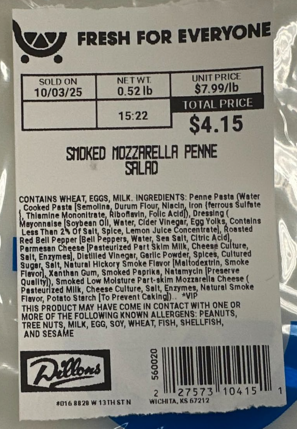 Kroger Voluntarily Recalls Two Varieties of Deli Pasta Salads Because of Possible Health Risk