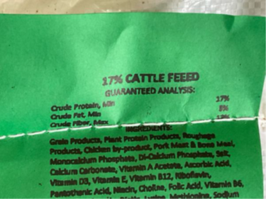 17% Cattle Feed Recalled - Tested Positive for Salmonella spp.