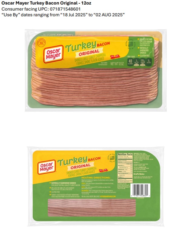 Oscar Mayer Turkey Bacon recalled due to potential Listeria contamination Oscar Mayer Turkey Bacon recalled due to potential Listeria contamination