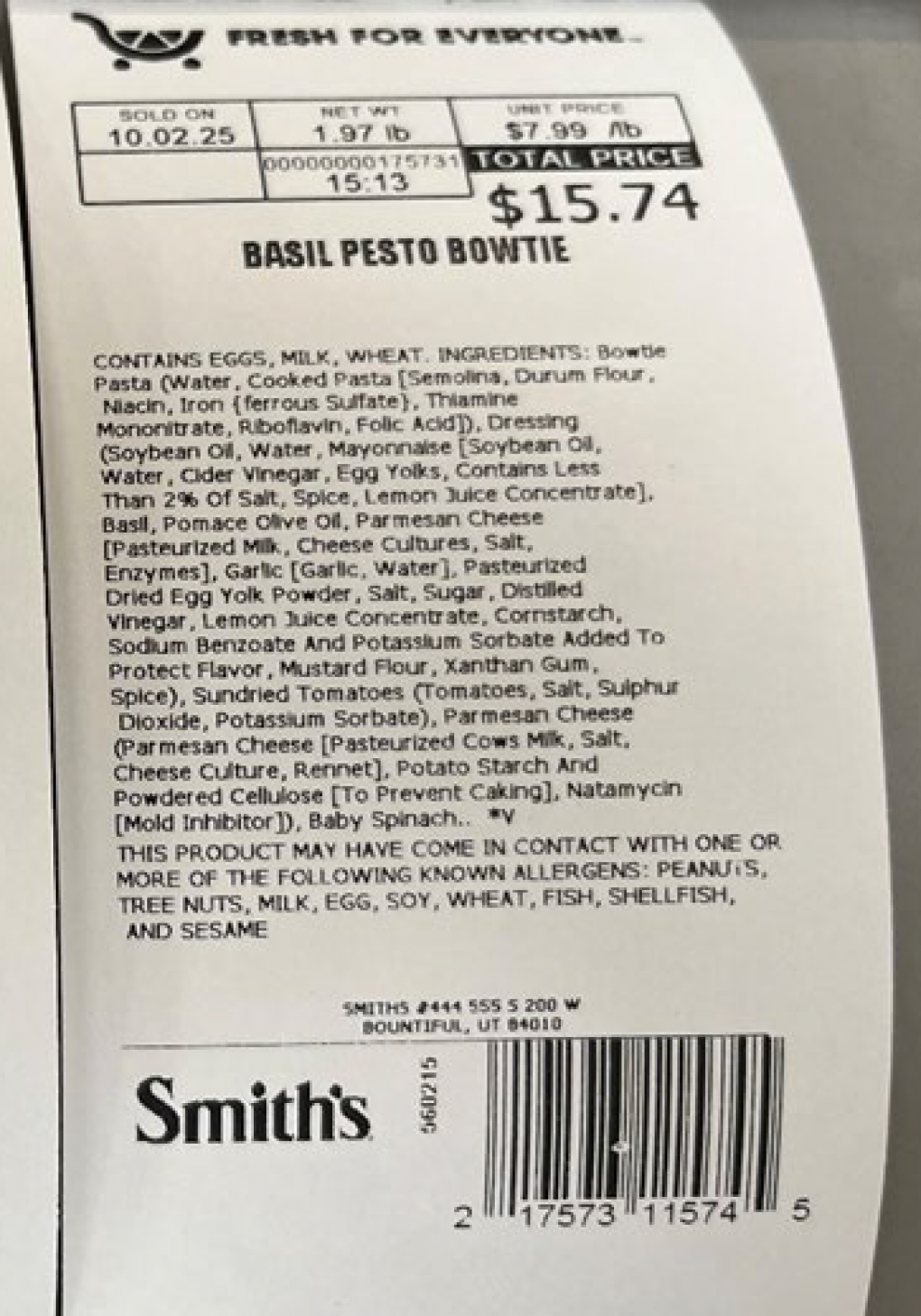 Kroger Voluntarily Recalls Two Varieties of Deli Pasta Salads Because of Possible Health Risk