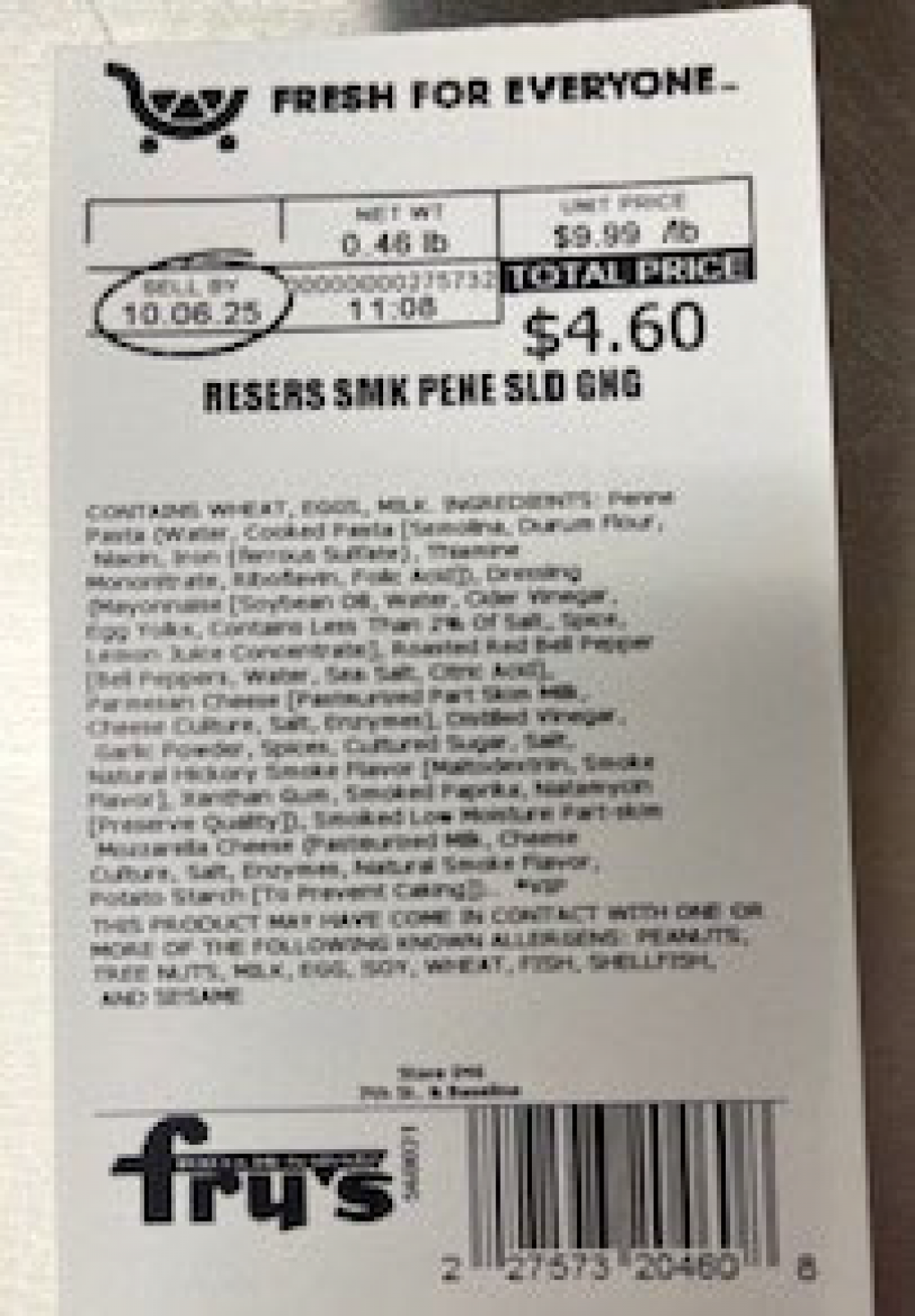 Kroger Voluntarily Recalls Two Varieties of Deli Pasta Salads Because of Possible Health Risk