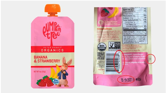 PT Organics Limited Recalls Select Pumpkin Tree Peter Rabbit Organics Banana & Strawberry Fruit Puree Pouches Due to the Potential for Soft Plastic to Enter the Finished Product