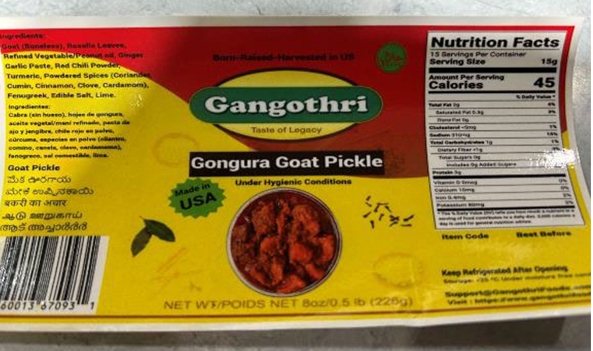 Indus Foods, LLC DBA Gangothri Foods Recalls Ready-To-Eat Pickled Goat and Chicken Products Produced Without Benefit of Inspection